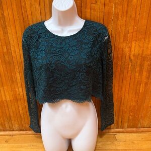 Lovers + Friends Teal Lace Crop Top